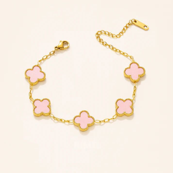 Anti Tarnish Pink Flower Bracelet