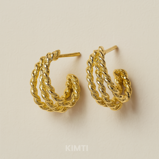Golden Petal Hoops Earring