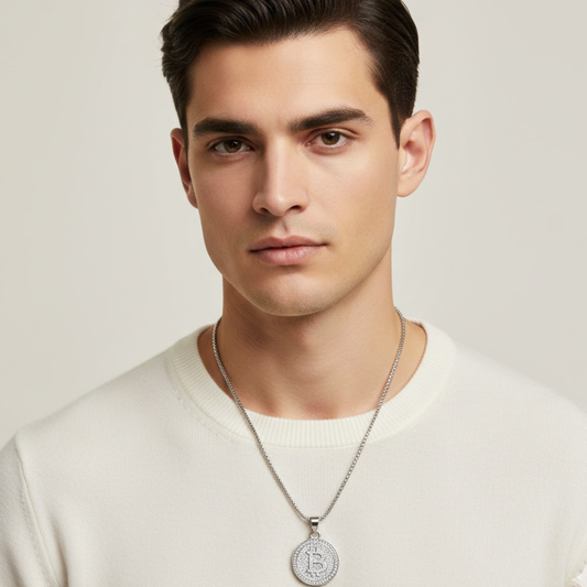 Men - Bitcoin Pendant Stainless Steel Necklace