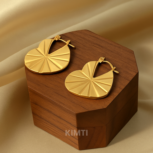 18K Gold Plated Heart Papillon Hoops Anti Tarnish Earring