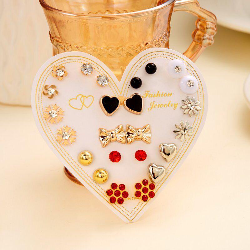 12 Pair Stylish Earring Card Stud Combo Set