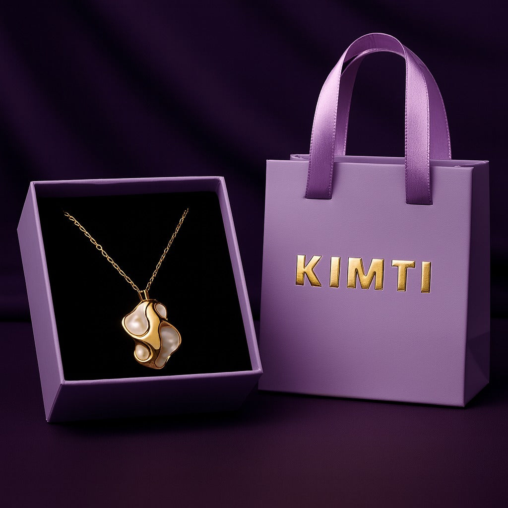 18k Gold Plated White Metalic Necklace