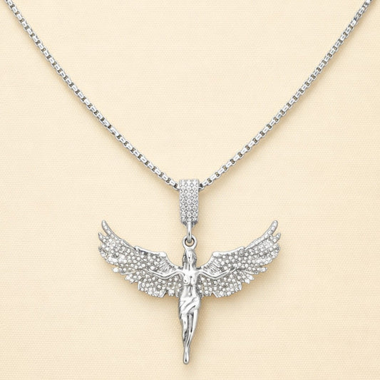 Men - Angel Wings Pendant Silver Necklace