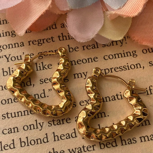 18K Gold Plated Heart Hoop Anti Tarnish Earring