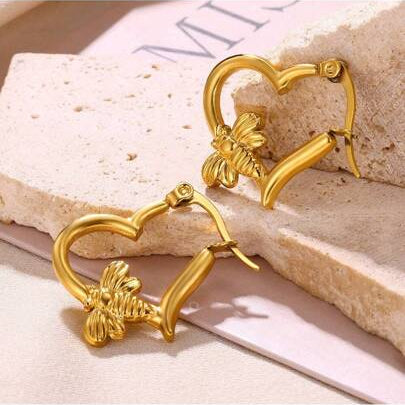 Bélaire 18K Gold Plated Heart Hoops