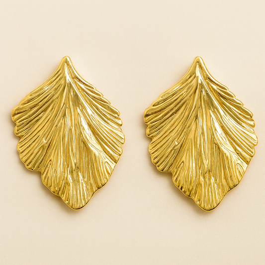 18k Golden Leaf Luxe stud earrings