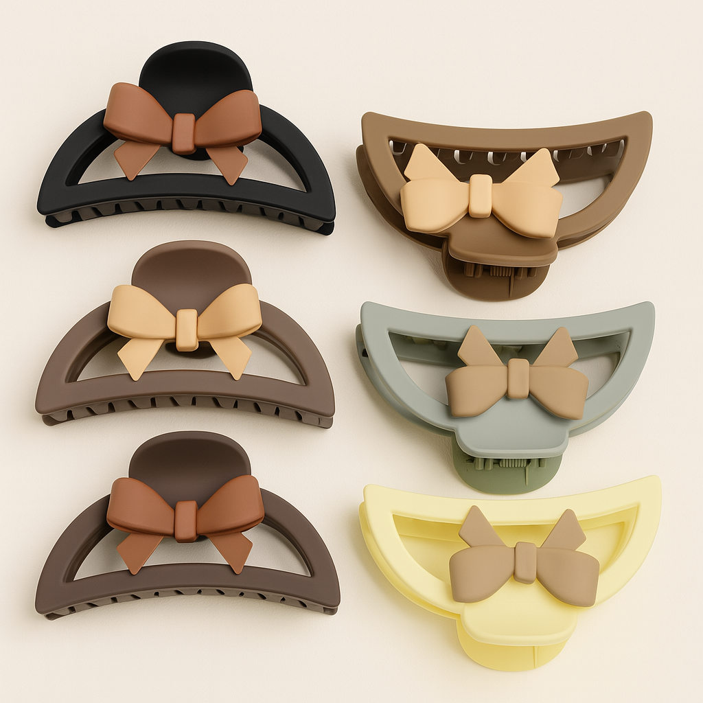 Bow Hair Claw ( 1 Pc - Random Colour )