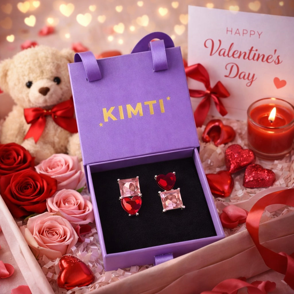 Heart Shaped Ruby Korean Earring