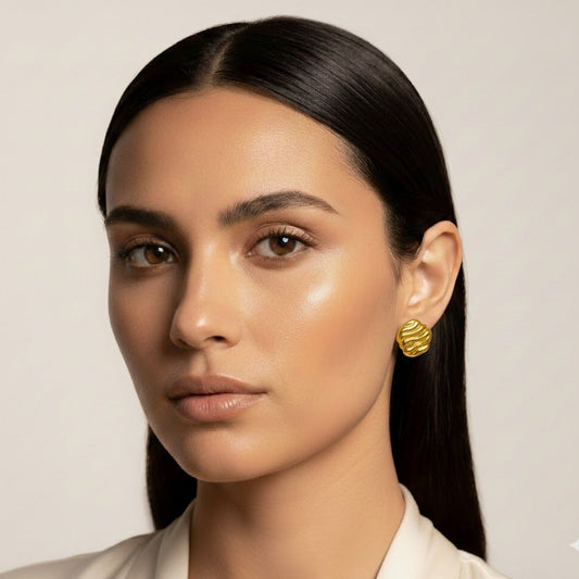 18k Gold Plated Chunky Stud Anti Tarnish Earring