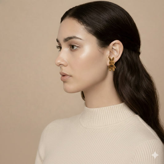 Playful Bunny Studs Brown Stud Earring