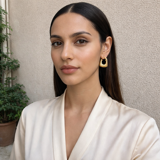 18K Gold Plated Pave Thick Hoop Anti Tarnish Earring