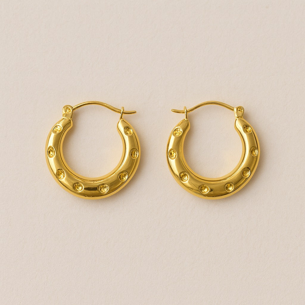 18k gold plated Luxe Studded Hoop earring