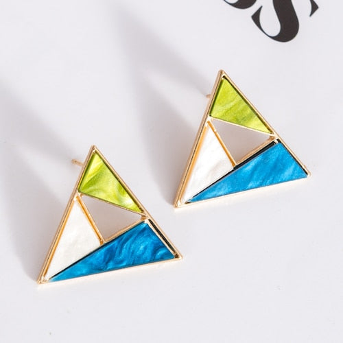 Multicolour Triangle Shape Stud Earring