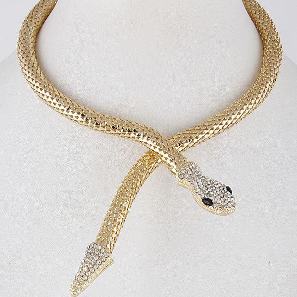 Snake Choker Necklace - Golden