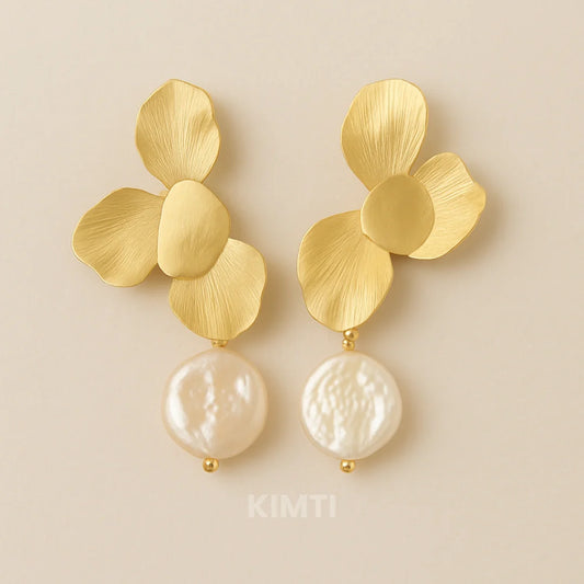 Gold-Plated Beaded Drop Earrings