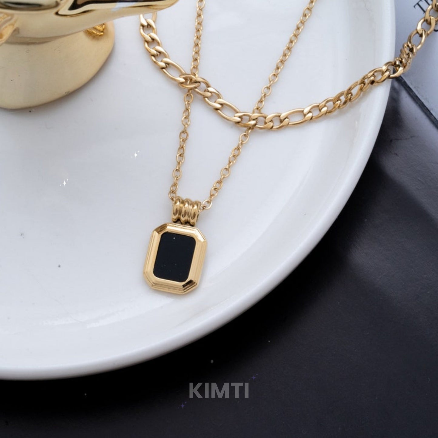 Anti Tarnish Dual Layer Black Necklace