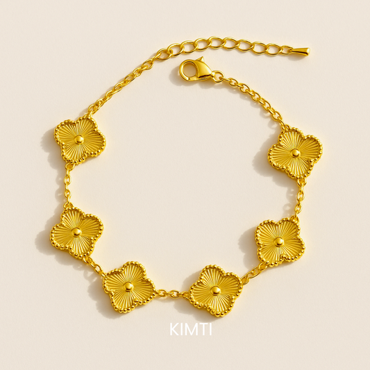 18K Gold Plated Clover Wraparound Bracelet