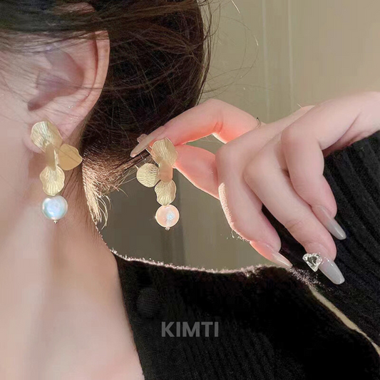 Gold-Plated Beaded Drop Earrings