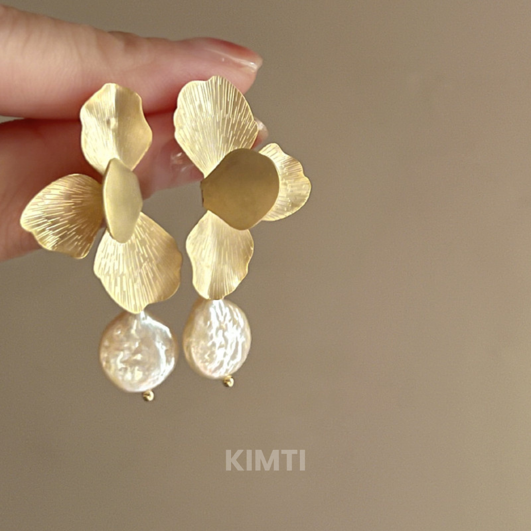 Gold-Plated Beaded Drop Earrings