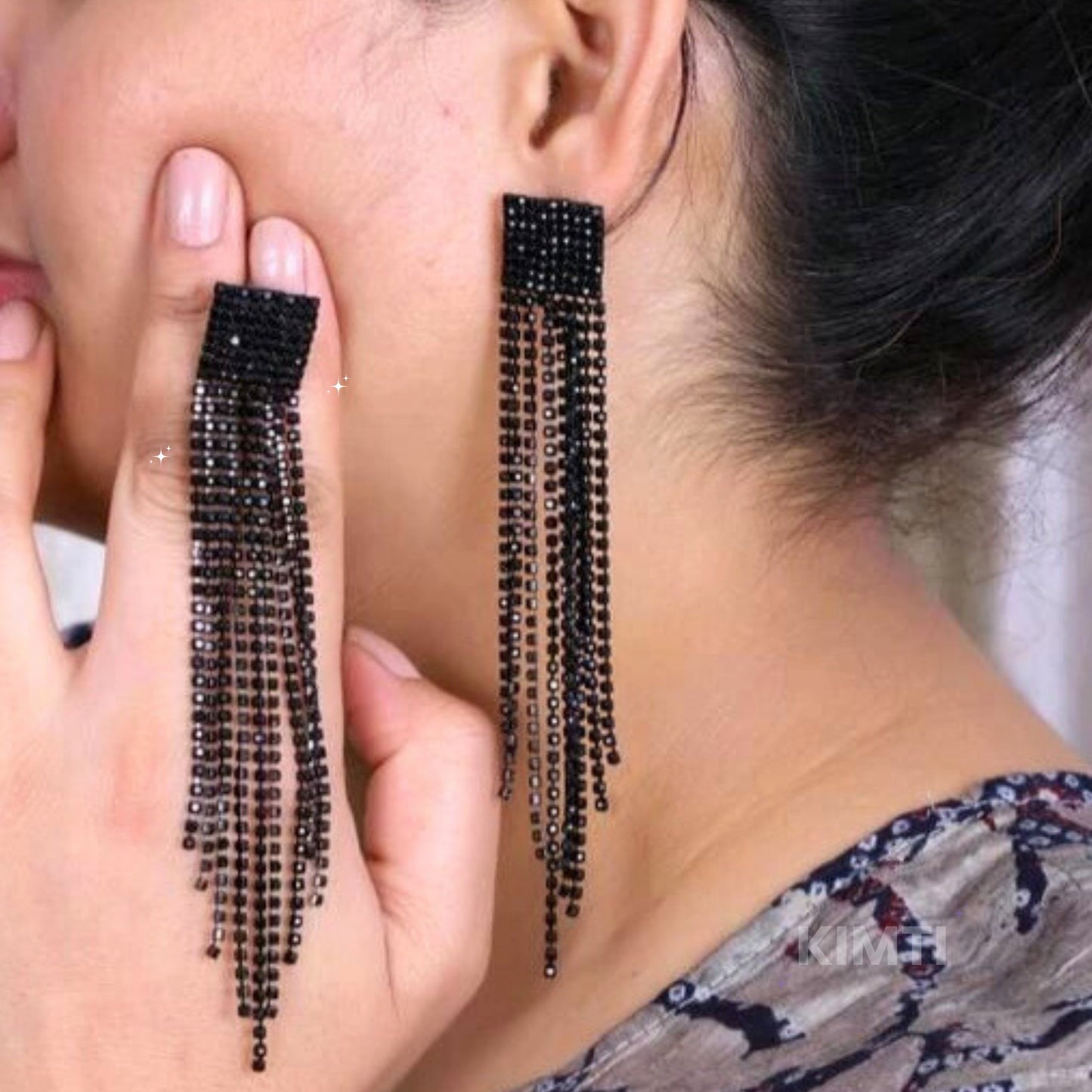 Black Long Dangler Earring