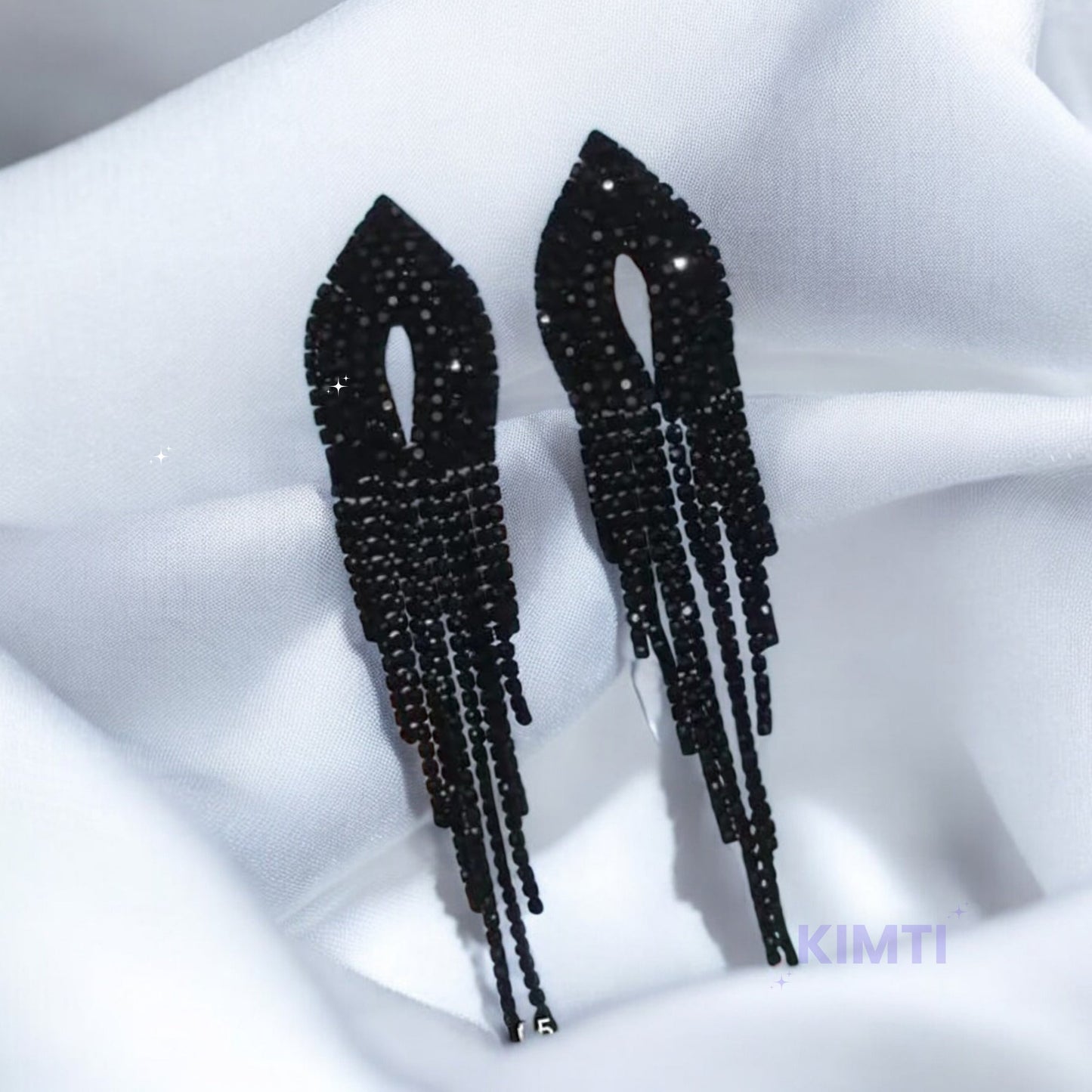 Black Long Dangler Drop Earring