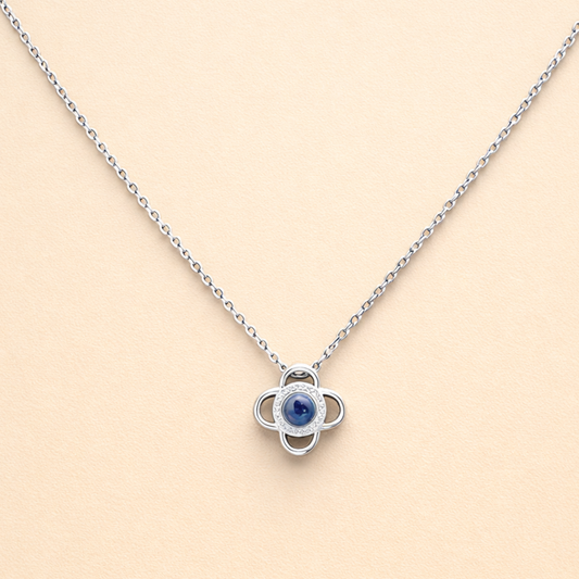 Floral Crystal Stone Silver Chain