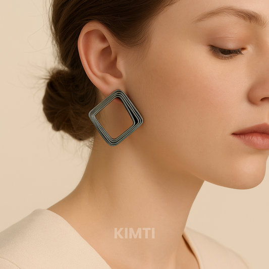 Illusion Diamond Silver Hoops Earring