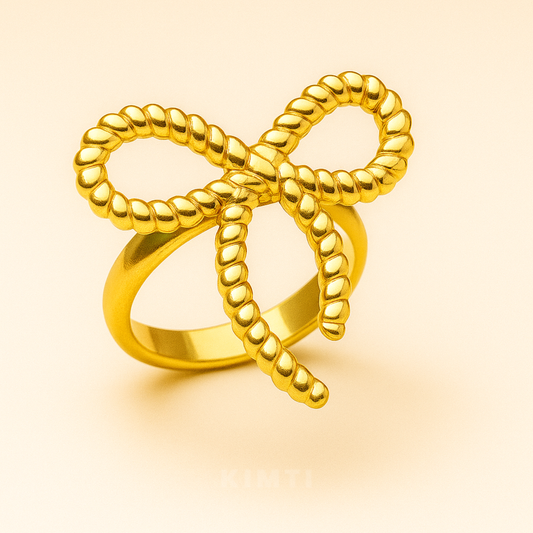 18K Gold Plated Bow Ring for Women
