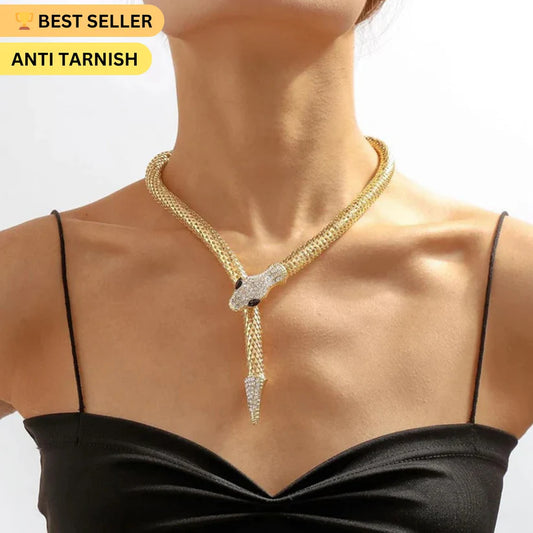 Snake Choker Necklace - Golden