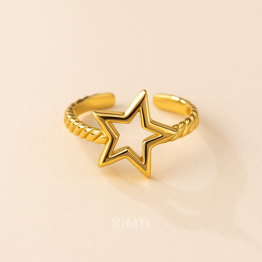 Golden Star Moon Fashion Ring