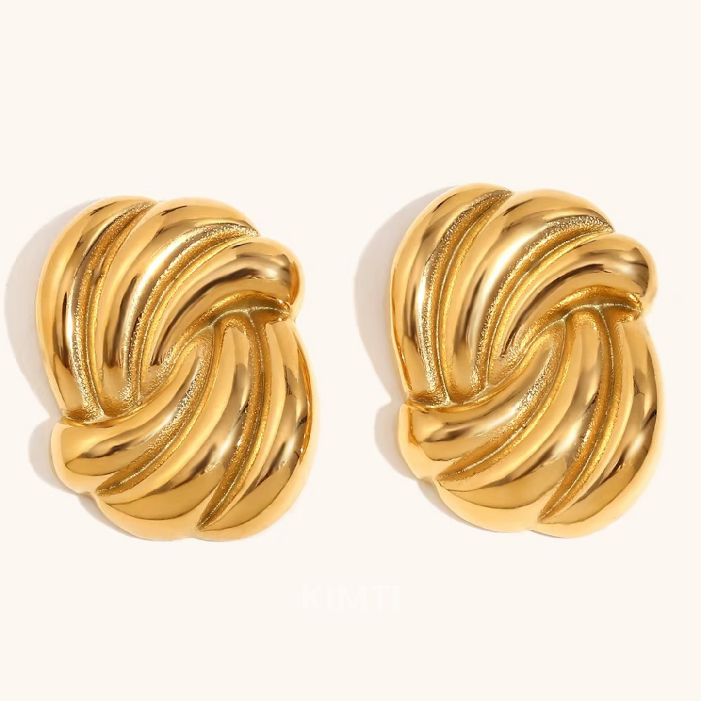 18k Gold Plated Wave Stud Anti Tarnish Earring