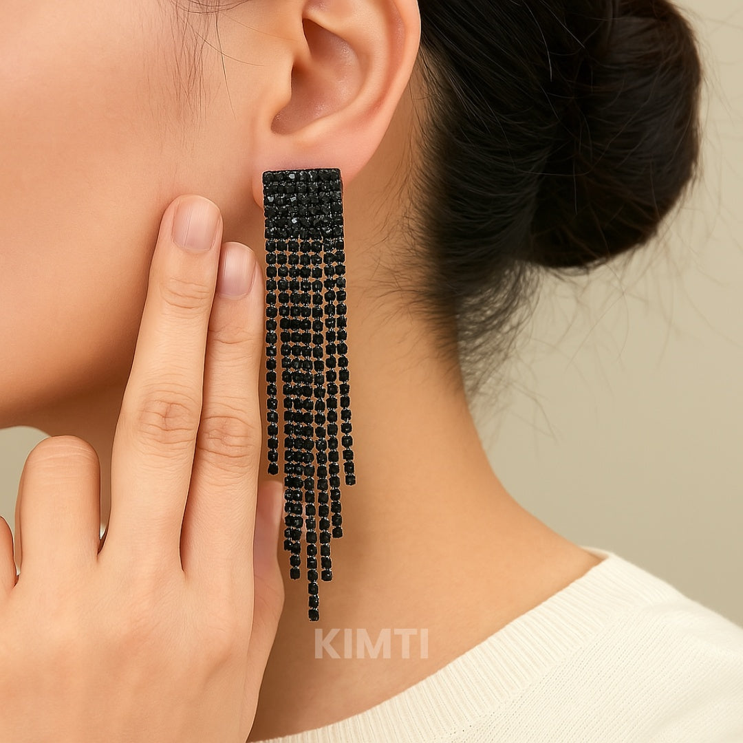 Black Long Dangler Earring