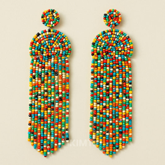 Multi Colour Hand Beaded Earring