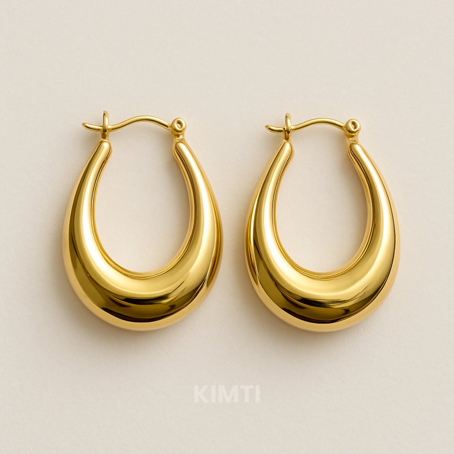18K Gold Plated Gleaming Arc Hoops Anti Tarnish Earring