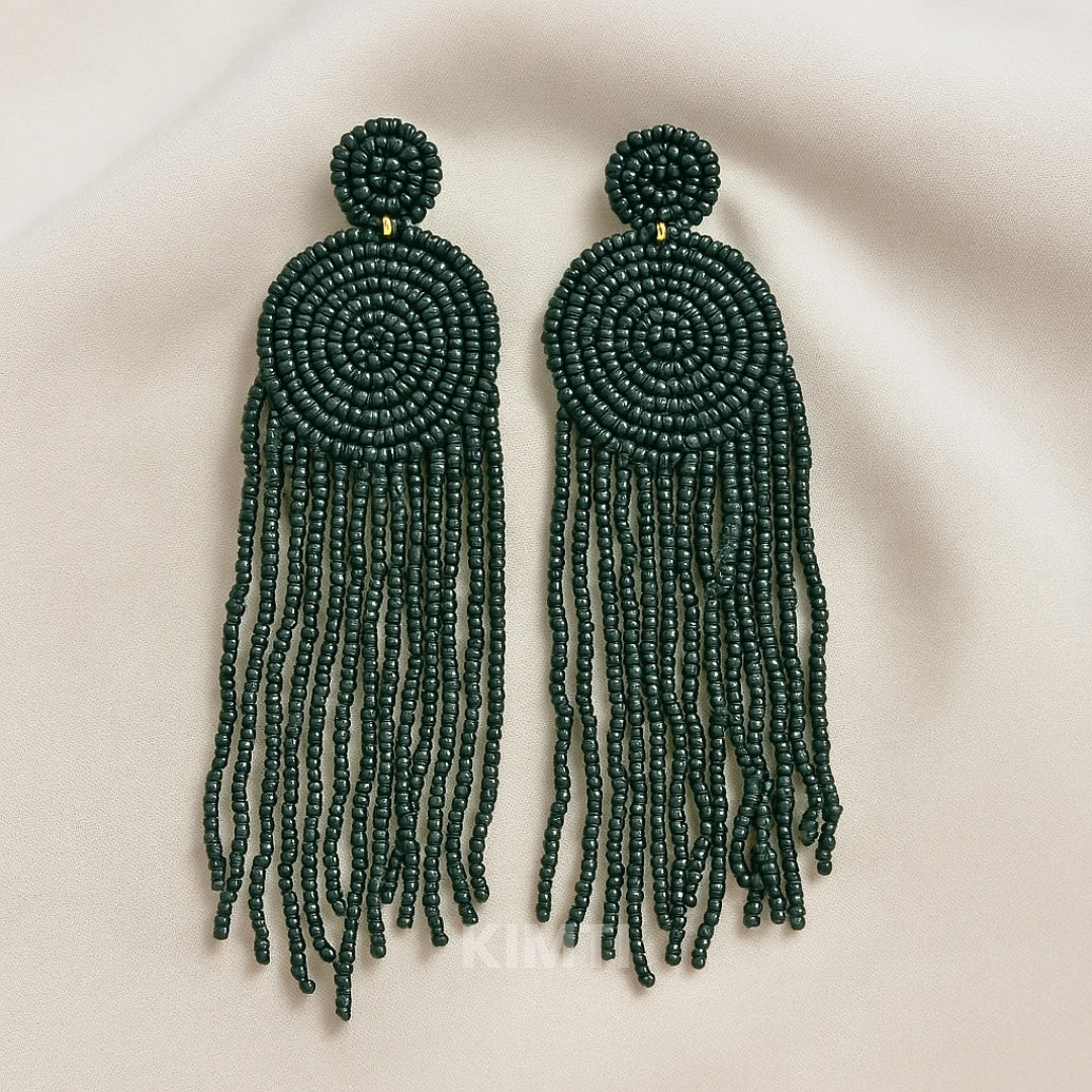Black Hand Beaded Earring