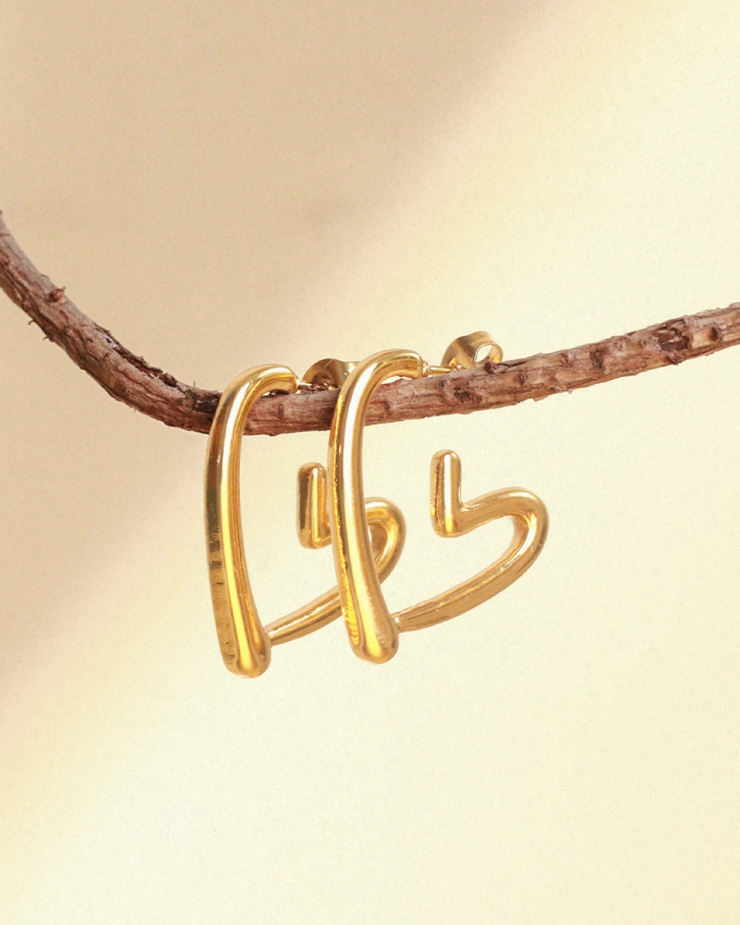 Amorelle 18 K Gold Plated Open Heart Hoops