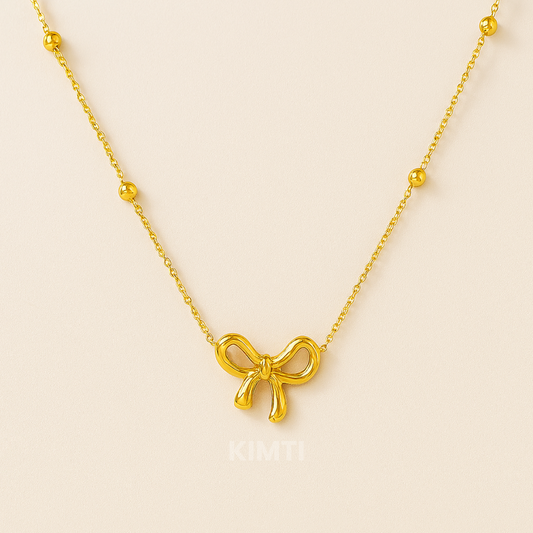 Deal Rs. 299 18K Gold-Plated Infinity Bow Pendant Necklace