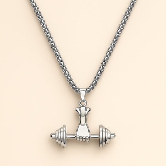 Men - Dumbbell Pendant Stainless Steel Necklace