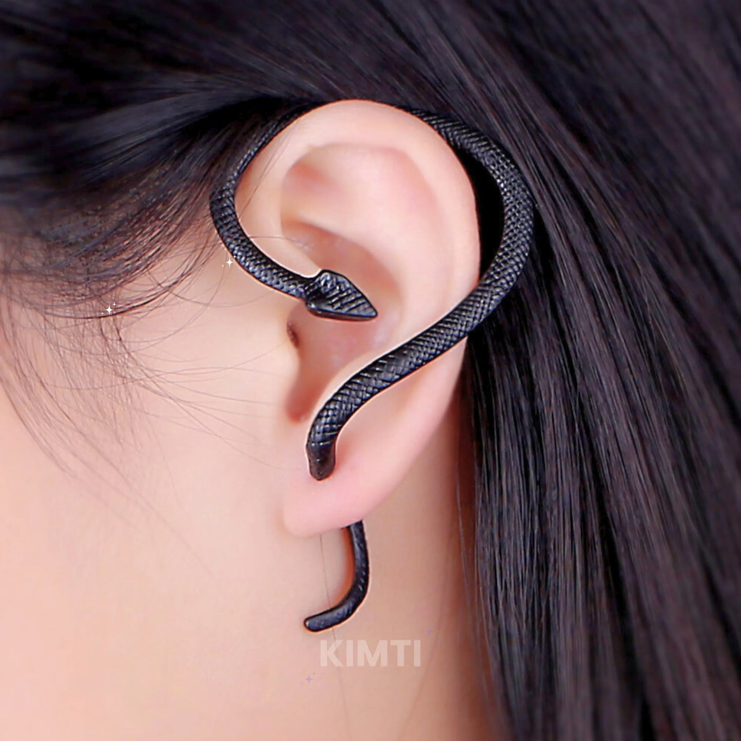 Black  Snake Ear Cuff Wrap Clip Ear Stud Earring