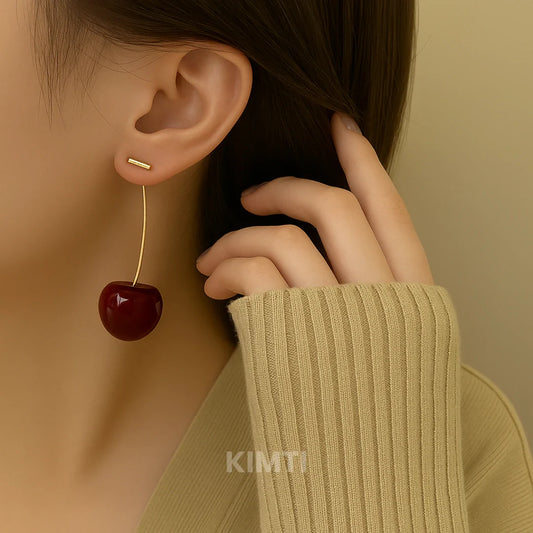 Cherry Blossom Red Drop Earring
