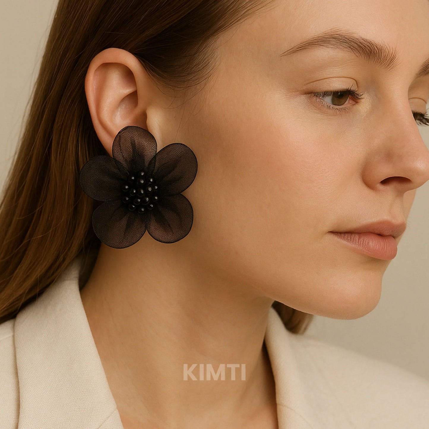 Black Flower Stud Earring