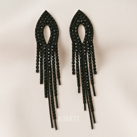 Black Long Dangler Drop Earring
