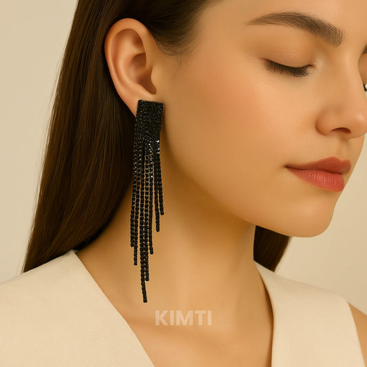Black Long Dangler Earring