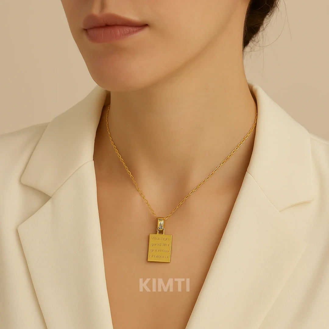 Anti Tarnish Gold-Plated Square Necklace