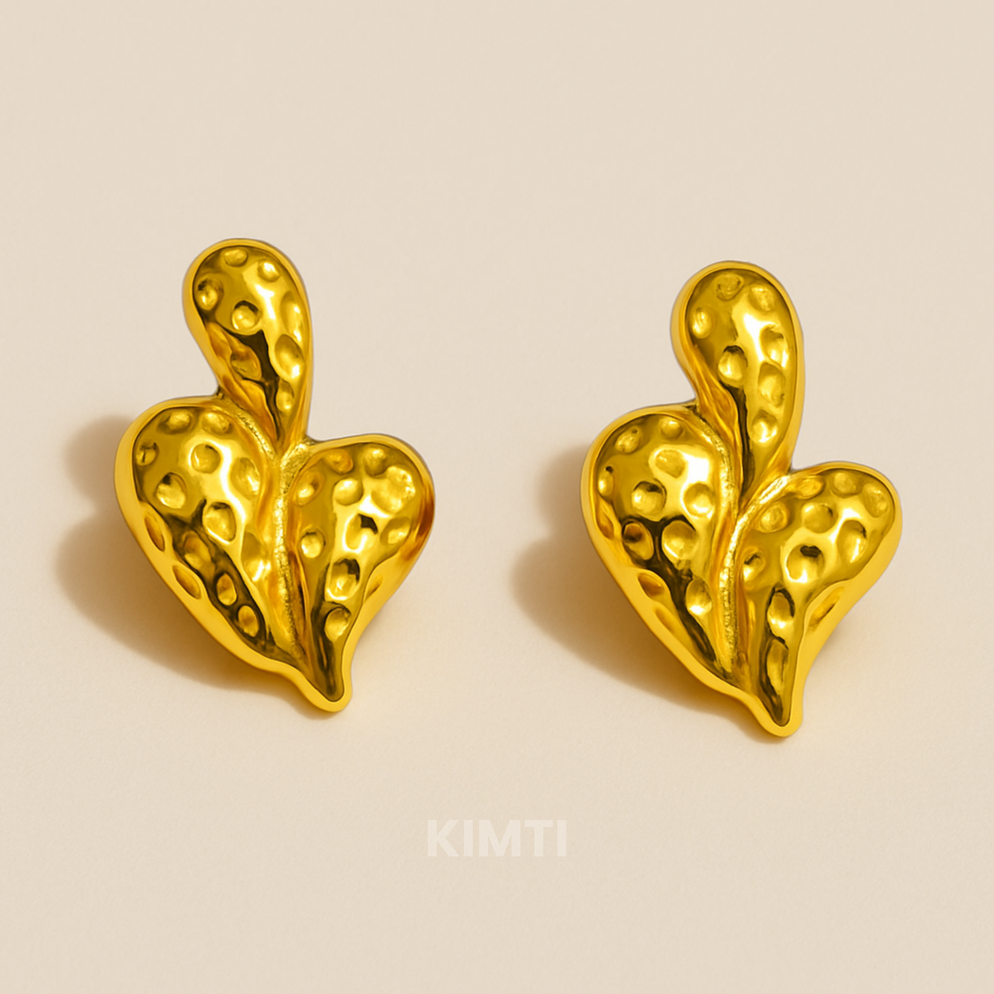 18K Gold Plated Studded Heart  Anti Tarnish Earrings