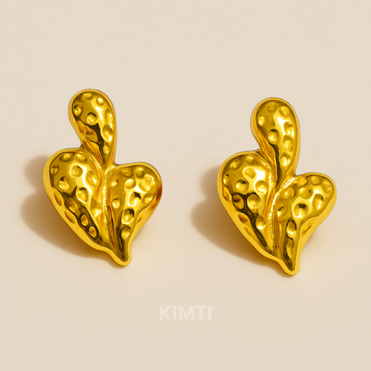 18K Gold Plated Studded Heart  Anti Tarnish Earrings