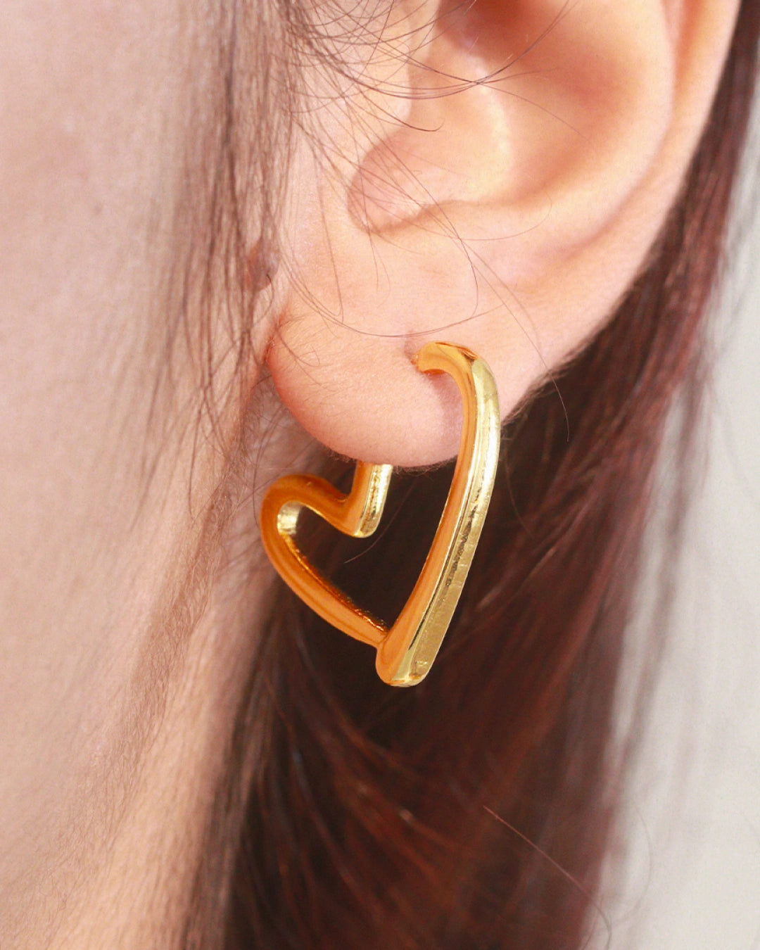 Amorelle 18 K Gold Plated Open Heart Hoops