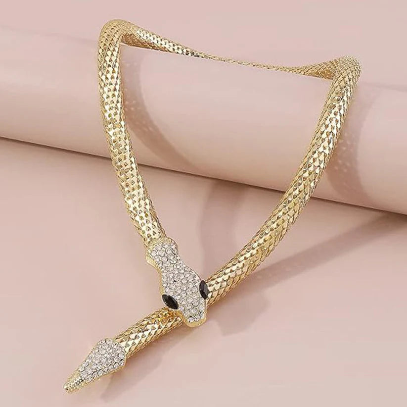 Snake Choker Necklace - Golden