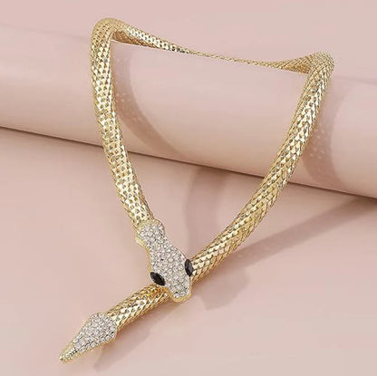 Snake Choker Necklace - Golden