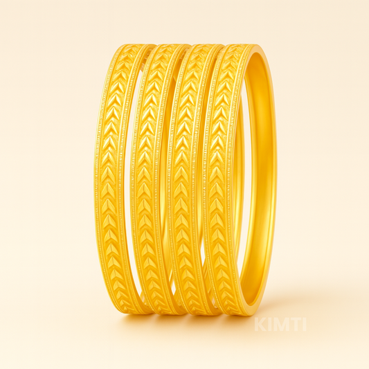 18k Floral Regalia Luxe Set Anti Tarnish Bangles ( Size2.4, 2.6 ,2.8 )